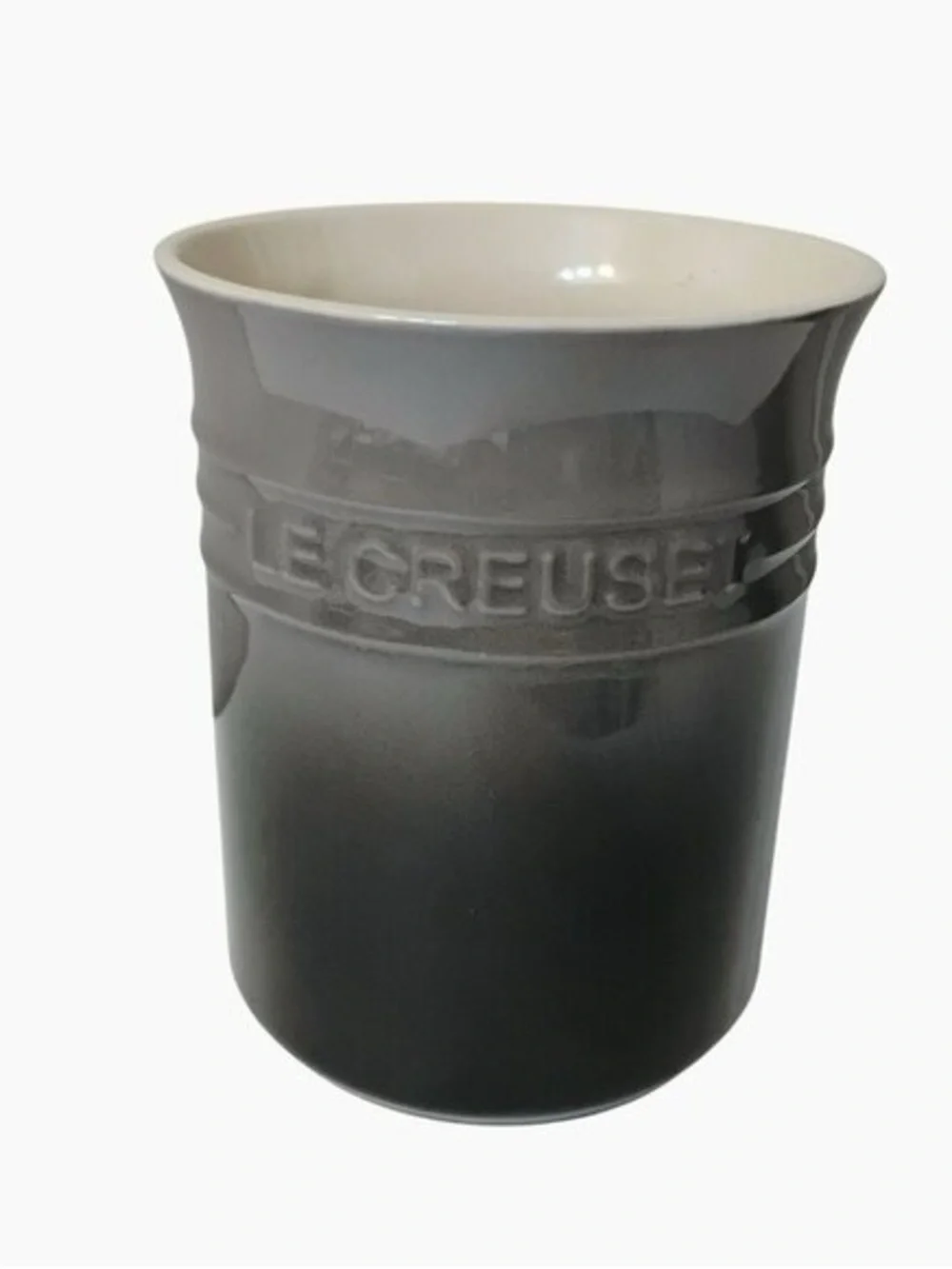 NEW Le Creuset Stoneware Utensil Holder Crock in Charcoal Gray Flint